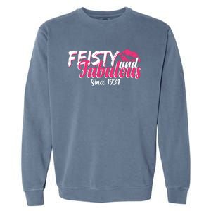 Feisty And Fabulous Since 1934 90th Birthday Garment-Dyed Sweatshirt