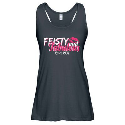 Feisty And Fabulous Since 1934 90th Birthday Ladies Essential Flowy Tank