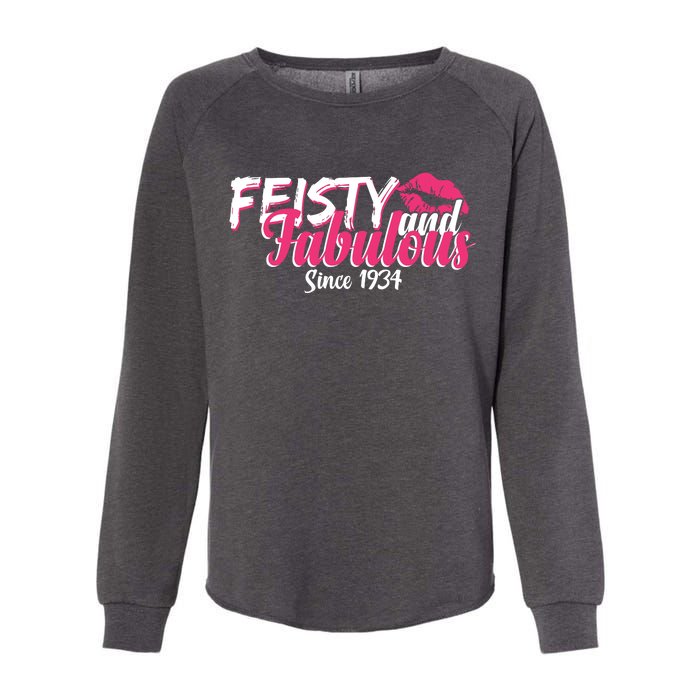 Feisty And Fabulous Since 1934 90th Birthday Womens California Wash Sweatshirt