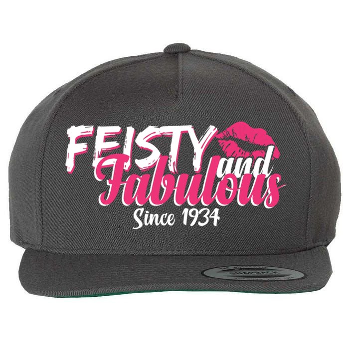 Feisty And Fabulous Since 1934 90th Birthday Wool Snapback Cap