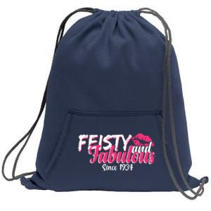 Feisty And Fabulous Since 1934 90th Birthday Sweatshirt Cinch Pack Bag