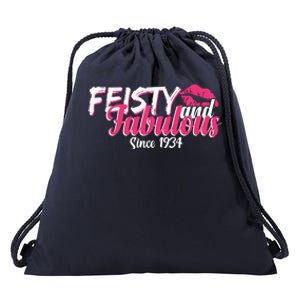 Feisty And Fabulous Since 1934 90th Birthday Drawstring Bag