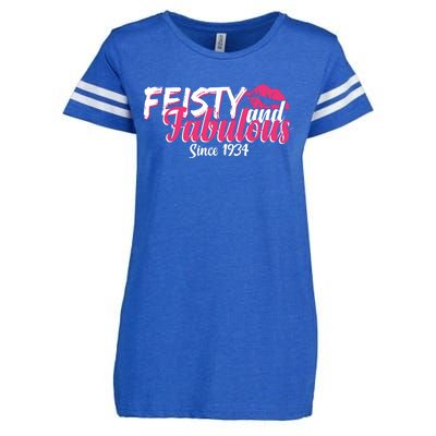 Feisty And Fabulous Since 1934 90th Birthday Enza Ladies Jersey Football T-Shirt