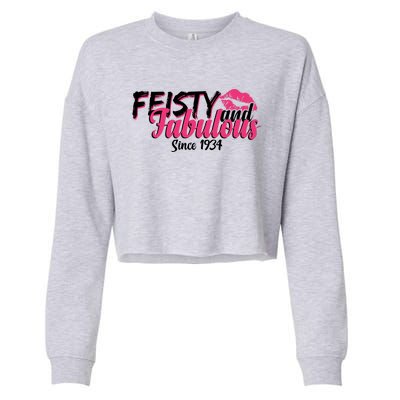 Feisty And Fabulous Since 1934 90th Birthday Cropped Pullover Crew