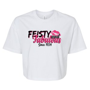 Feisty And Fabulous Since 1934 90th Birthday Bella+Canvas Jersey Crop Tee