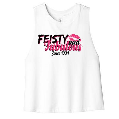 Feisty And Fabulous Since 1934 90th Birthday Women's Racerback Cropped Tank