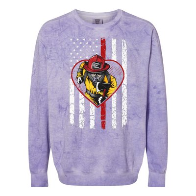 Firefighter American Flag Colorblast Crewneck Sweatshirt