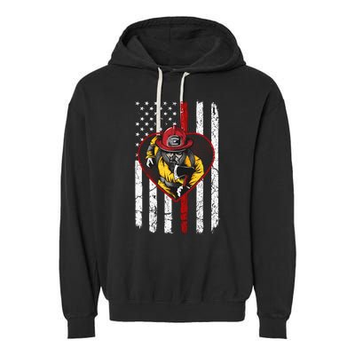 Firefighter American Flag Garment-Dyed Fleece Hoodie