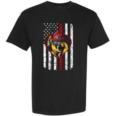 Firefighter American Flag Garment-Dyed Heavyweight T-Shirt