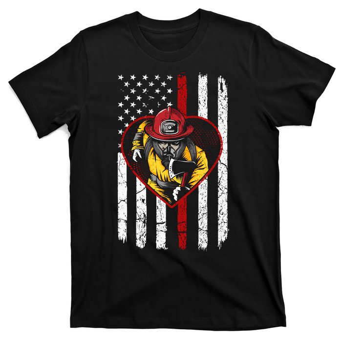 Firefighter American Flag T-Shirt