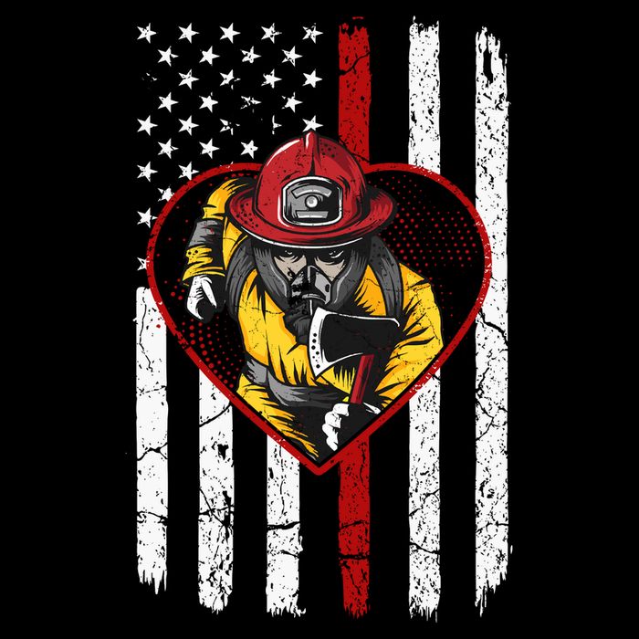 Firefighter American Flag Button
