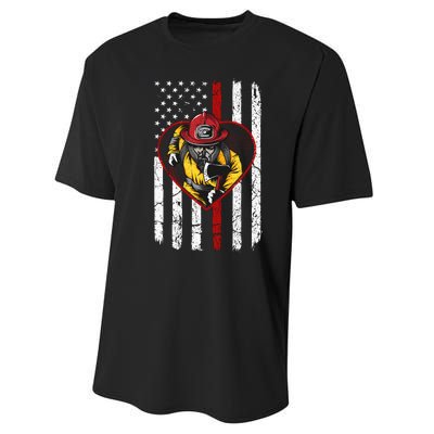 Firefighter American Flag Performance Sprint T-Shirt