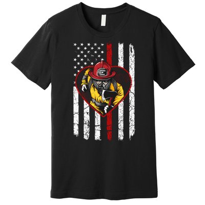 Firefighter American Flag Premium T-Shirt