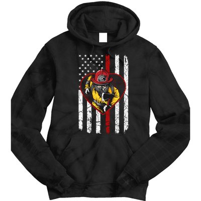 Firefighter American Flag Tie Dye Hoodie