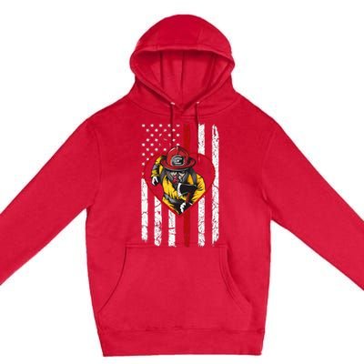 Firefighter American Flag Premium Pullover Hoodie