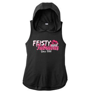 Feisty And Fabulous Since 1944 80th Birthday Ladies PosiCharge Tri-Blend Wicking Draft Hoodie Tank