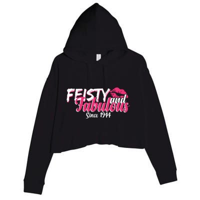 Feisty And Fabulous Since 1944 80th Birthday Crop Fleece Hoodie