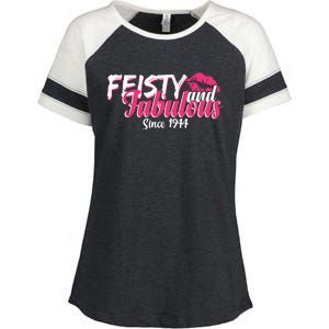 Feisty And Fabulous Since 1944 80th Birthday Enza Ladies Jersey Colorblock Tee