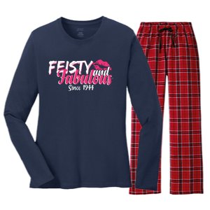 Feisty And Fabulous Since 1944 80th Birthday Women's Long Sleeve Flannel Pajama Set 