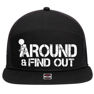 F Around Find Out Funny Meme 7 Panel Mesh Trucker Snapback Hat