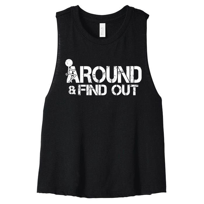 F Around Find Out Funny Meme Women's Racerback Cropped Tank