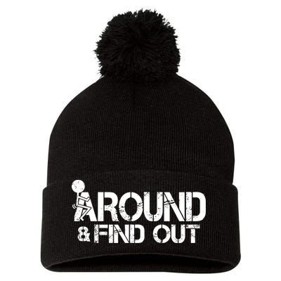 F Around Find Out Funny Meme Pom Pom 12in Knit Beanie