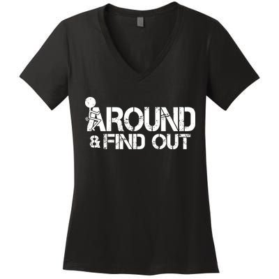 F Around Find Out Funny Meme Women's V-Neck T-Shirt
