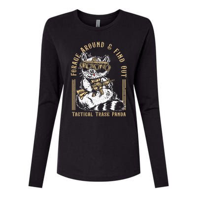 Forage Around & Find Out Tactical Trash Panda Womens Cotton Relaxed Long Sleeve T-Shirt