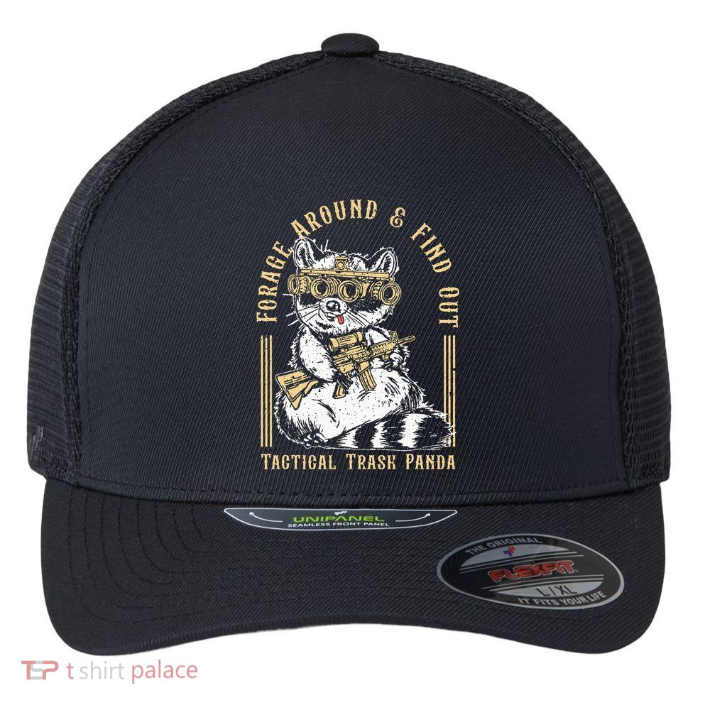 Forage Around & Find Out Tactical Trash Panda Flexfit Unipanel Trucker Cap