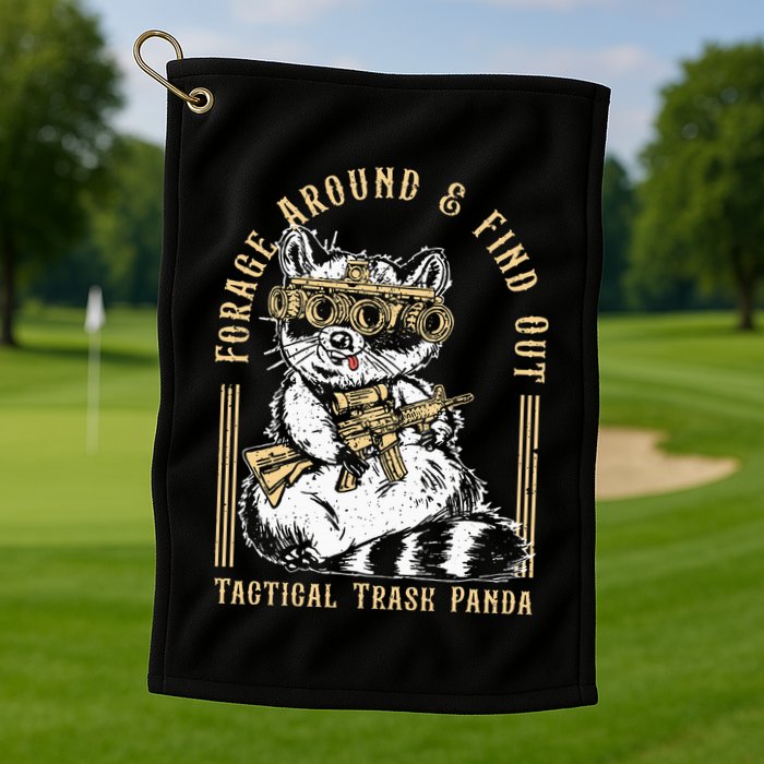 Forage Around & Find Out Tactical Trash Panda Golf Towel