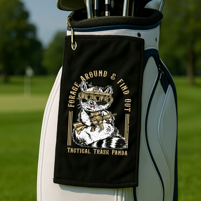 Forage Around & Find Out Tactical Trash Panda Golf Towel