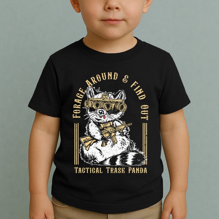 Forage Around & Find Out Tactical Trash Panda Toddler T-Shirt
