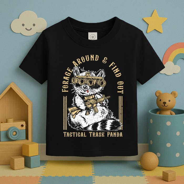 Forage Around & Find Out Tactical Trash Panda Toddler T-Shirt