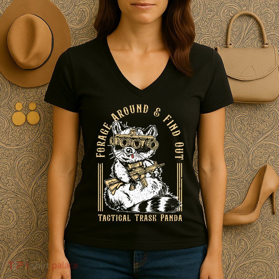 Forage Around & Find Out Tactical Trash Panda Women's V-Neck T-Shirt