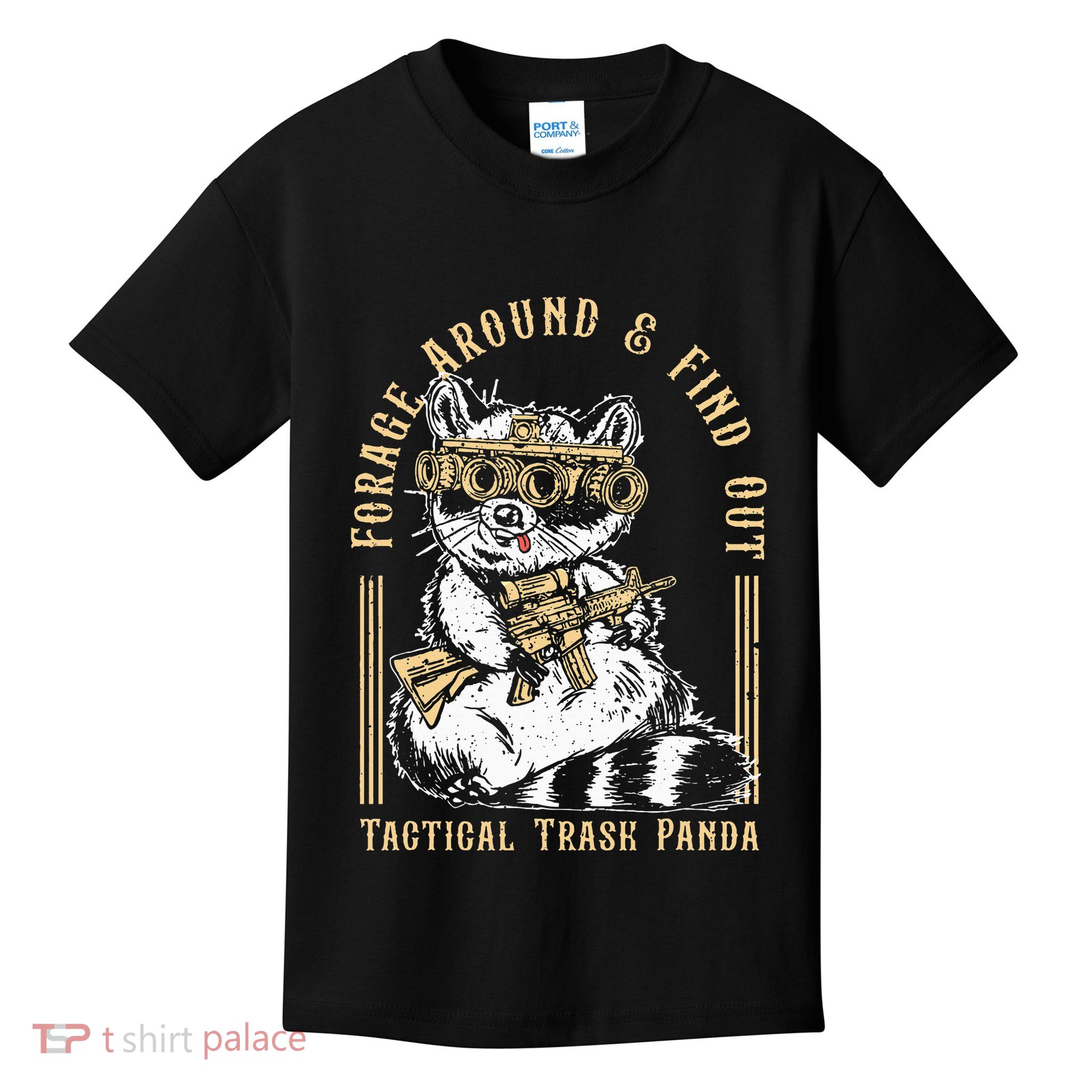 Forage Around & Find Out Tactical Trash Panda Kids T-Shirt