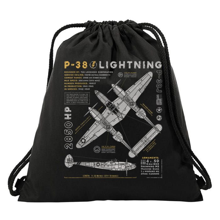 Fighter Aircraft Drawstring Bag