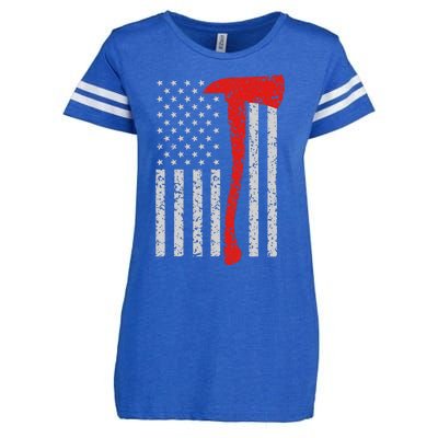 Firefighter American Flag Axe Thin Red Line Patriot Enza Ladies Jersey Football T-Shirt