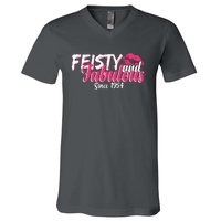 Feisty And Fabulous Since 1954 70th Birthday V-Neck T-Shirt