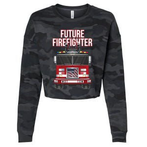 Future American Firefighter Boy Fire Department Truck Cropped Pullover Crew