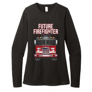 Future American Firefighter Boy Fire Department Truck Womens CVC Long Sleeve Shirt