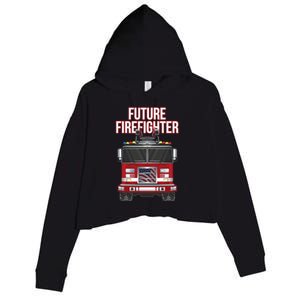 Future American Firefighter Boy Fire Department Truck Crop Fleece Hoodie