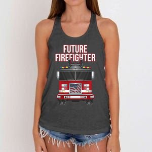 Future American Firefighter Boy Fire Department Truck Women's Knotted Racerback Tank