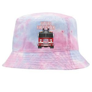 Future American Firefighter Boy Fire Department Truck Tie-Dyed Bucket Hat