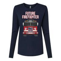 Future American Firefighter Boy Fire Department Truck Womens Cotton Relaxed Long Sleeve T-Shirt