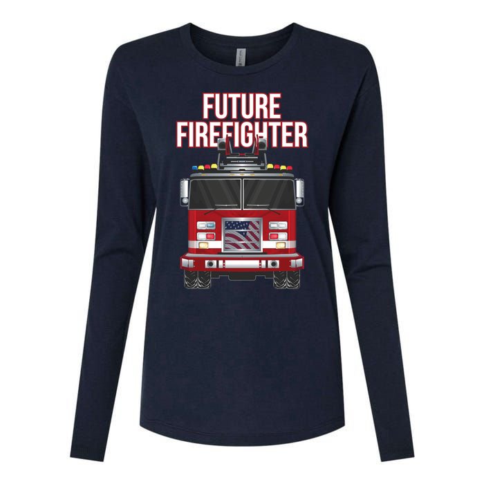 Future American Firefighter Boy Fire Department Truck Womens Cotton Relaxed Long Sleeve T-Shirt