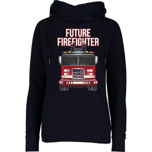 Future American Firefighter Boy Fire Department Truck Womens Funnel Neck Pullover Hood