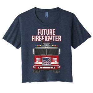 Future American Firefighter Boy Fire Department Truck Women's Crop Top Tee