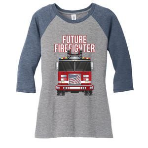 Future American Firefighter Boy Fire Department Truck Women's Tri-Blend 3/4-Sleeve Raglan Shirt