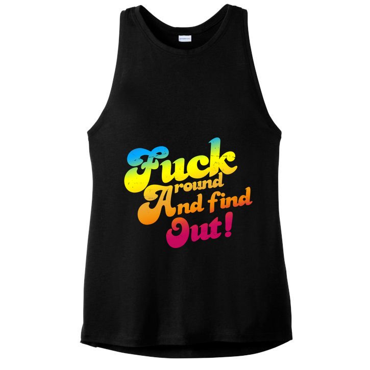 Fuck Around Find Out Funny Colorful Ladies PosiCharge Tri-Blend Wicking Tank