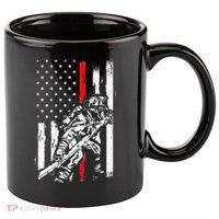 Firefighter American Flag for US Fireman 11oz C Handle Ceramic Mug